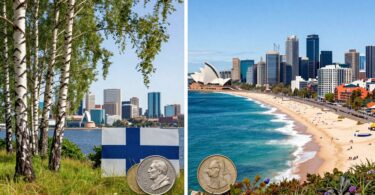 Finland vs Australia cost of living comparison visual.