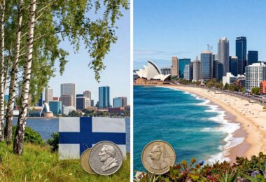 Finland vs Australia cost of living comparison visual.