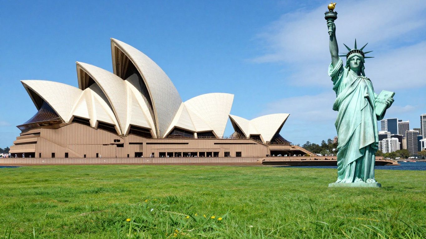 Australia vs USA landmarks for relocation comparison.