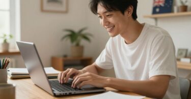 Person working from home doing freelance data entry.