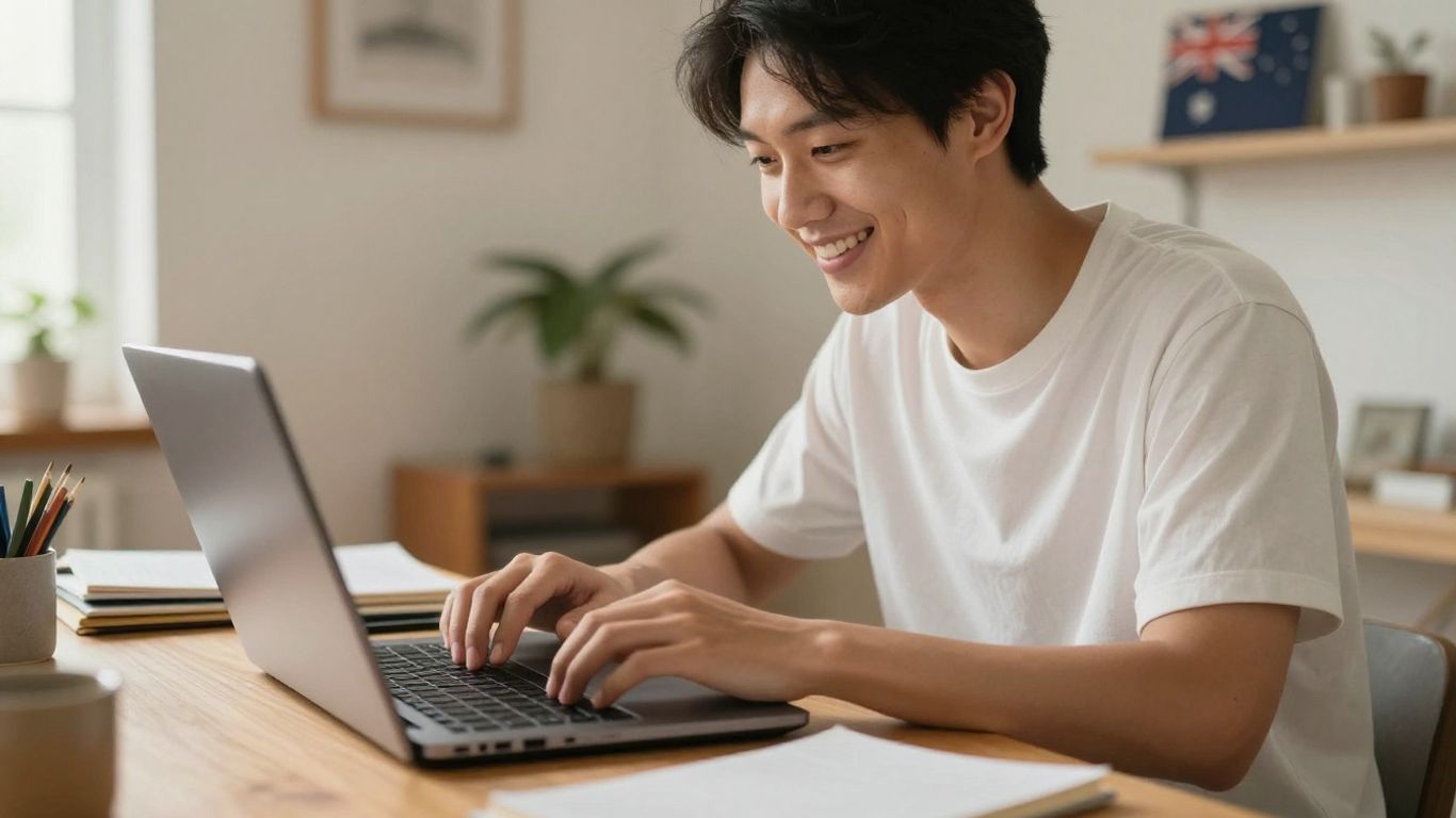 Person working from home doing freelance data entry.