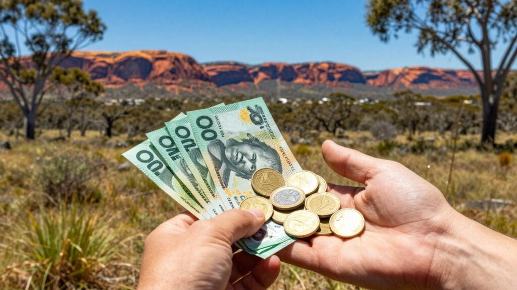 Australian money and landscape for quick cash guide.
