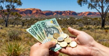 Australian money and landscape for quick cash guide.