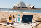 Australian beach with products for online selling.