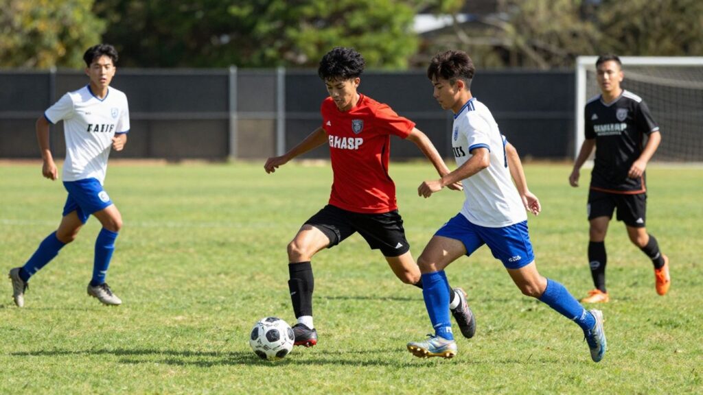 Caloundra Soccer Club players in action on the field.