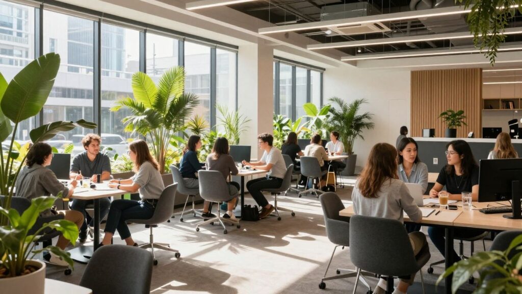 Sydney Startup Hub interior with people collaborating.