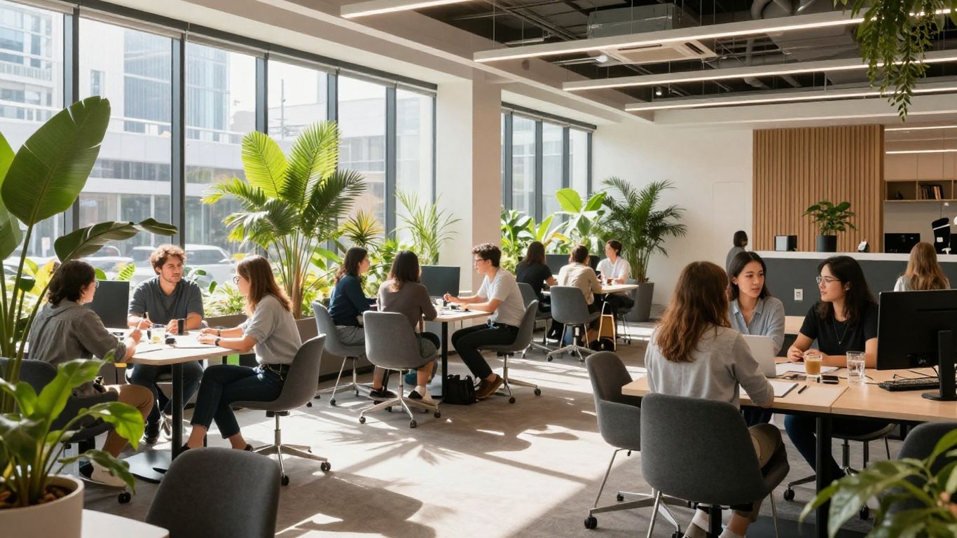 Sydney Startup Hub interior with people collaborating.