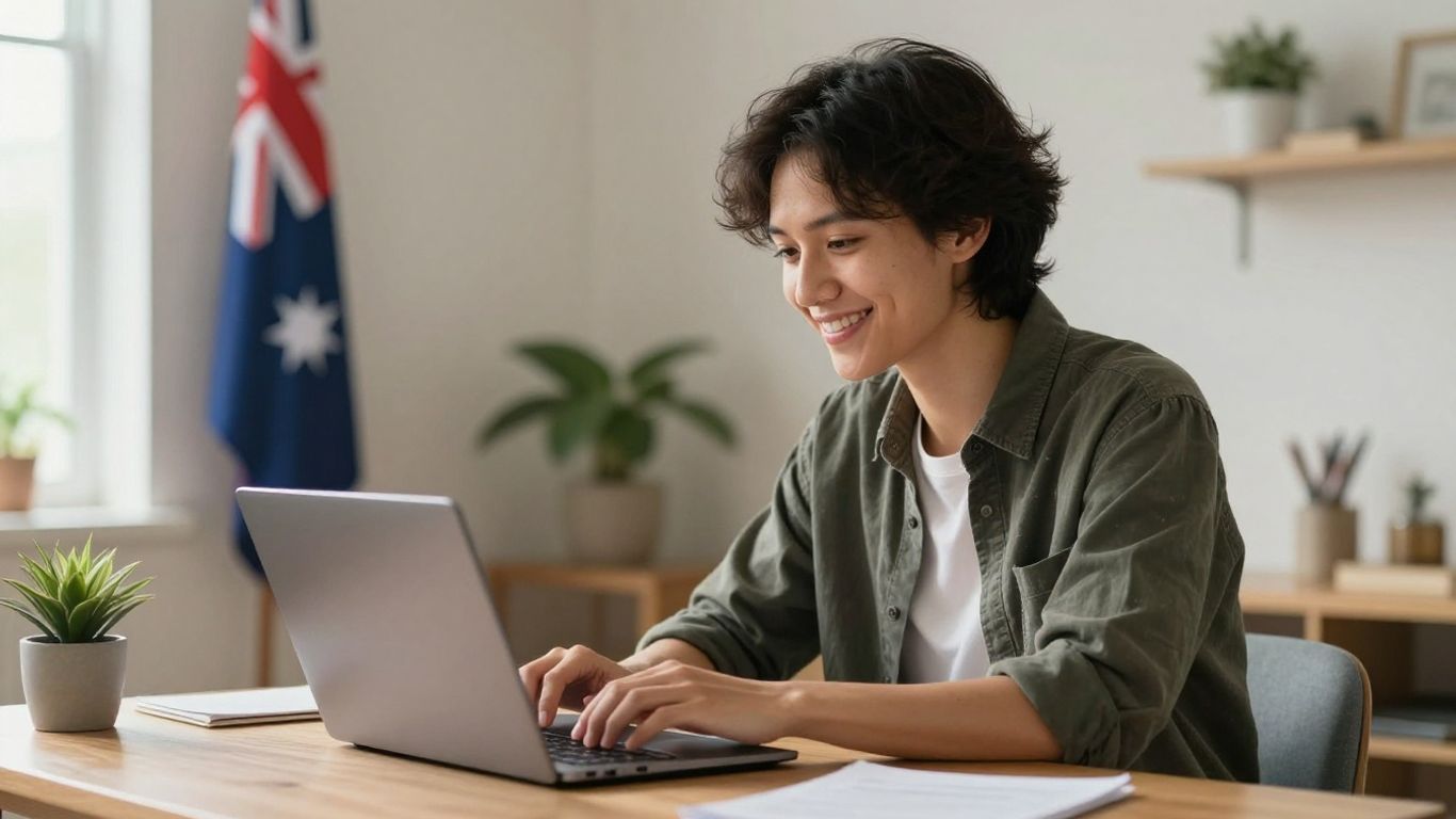 Person working from home doing freelance data entry.