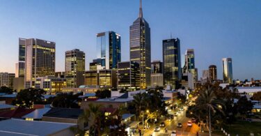 Adelaide cityscape at dusk, business growth
