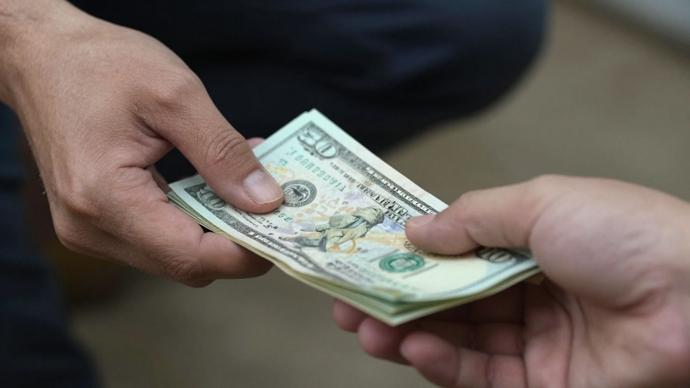 Money being exchanged, unconventional earning methods.