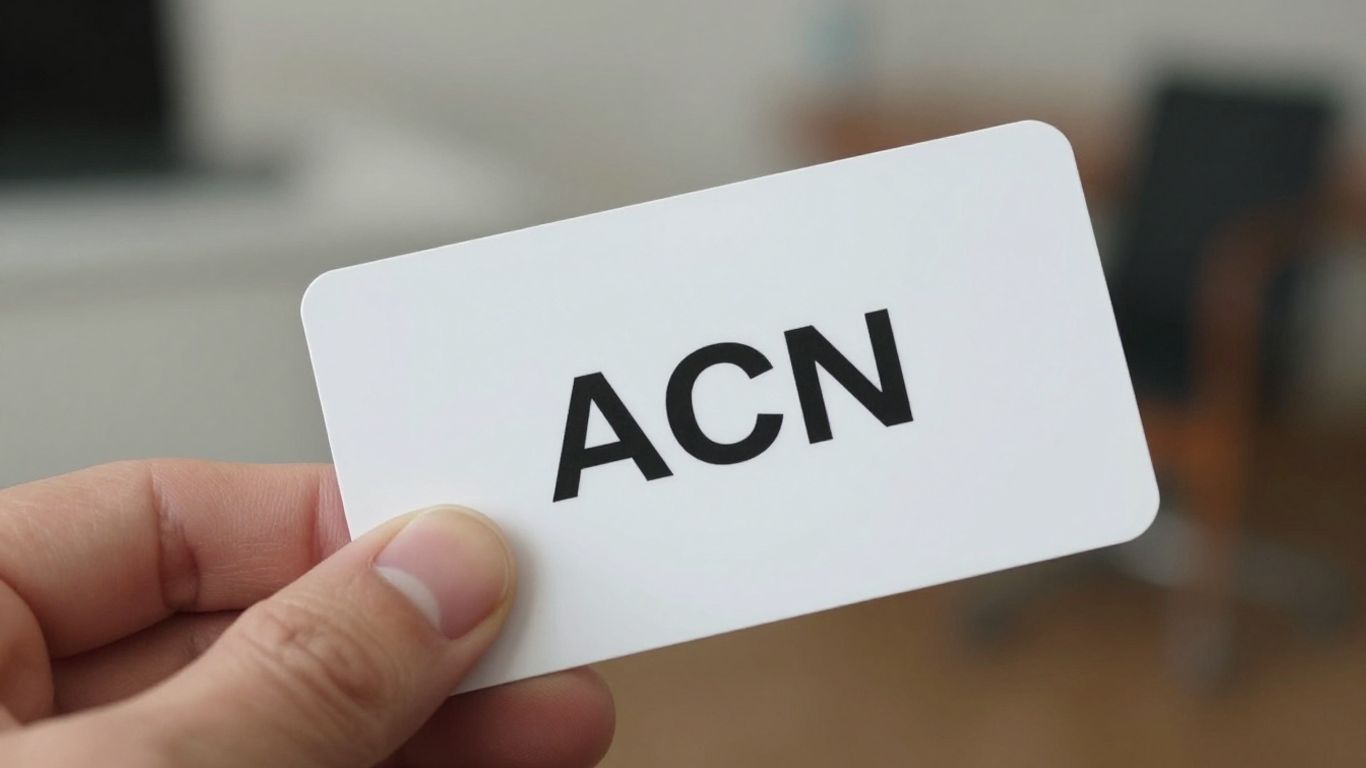 Australian business number (ACN) on a card.