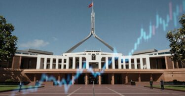 Australian Parliament House with grant opportunity graphics