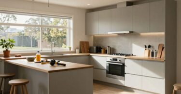 Renovated Australian home interior with sunlight.