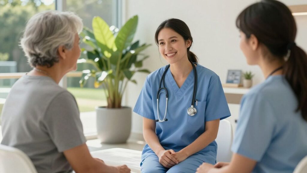 Nurse helping patient in Australian mental health graduate program