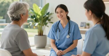 Nurse helping patient in Australian mental health graduate program