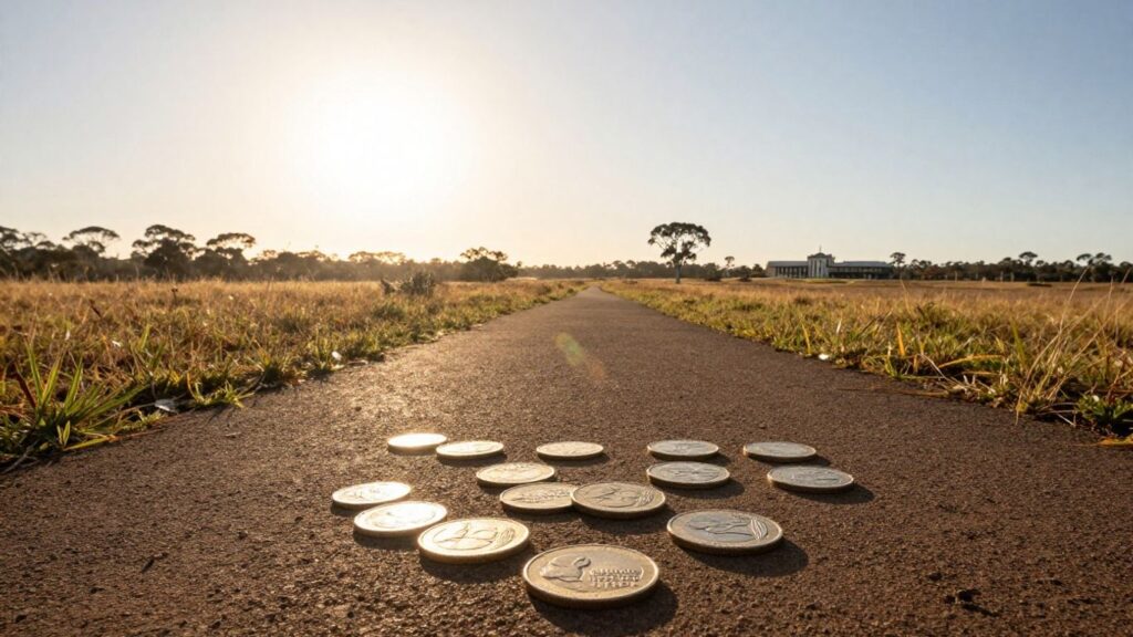 Australian landscape with path to opportunity and financial aid.