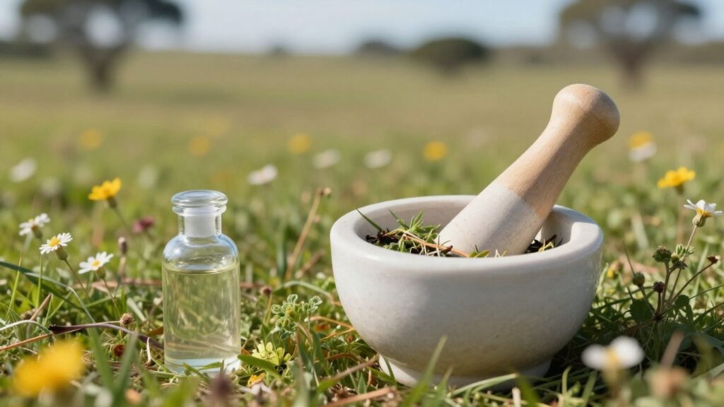 Herbal remedies in Australian nature setting.