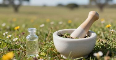 Herbal remedies in Australian nature setting.