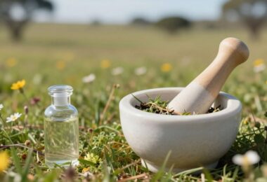 Herbal remedies in Australian nature setting.