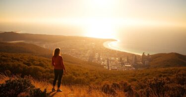 Australian business success with cityscape and ocean.