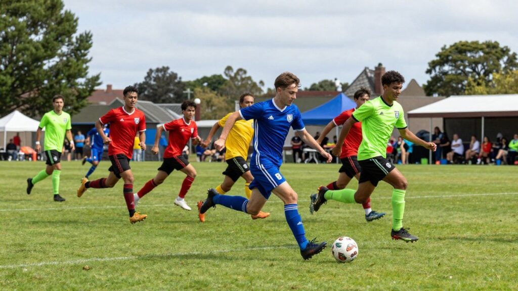 Dianella Soccer Club players in action on a green field.