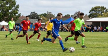 Dianella Soccer Club players in action on a green field.