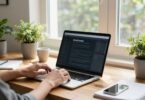 Australian person working from home on laptop.