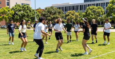 Students playing social sport at UNSW campus