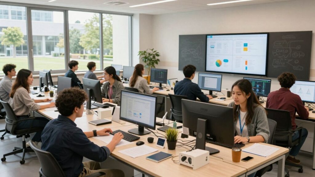 UTS startups scene with students collaborating on innovative projects.