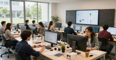 UTS startups scene with students collaborating on innovative projects.