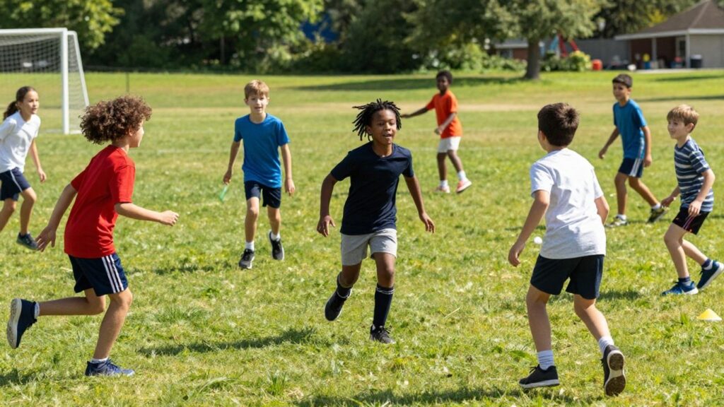 Children running and jumping at Little Athletics.
