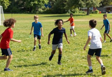 Children running and jumping at Little Athletics.
