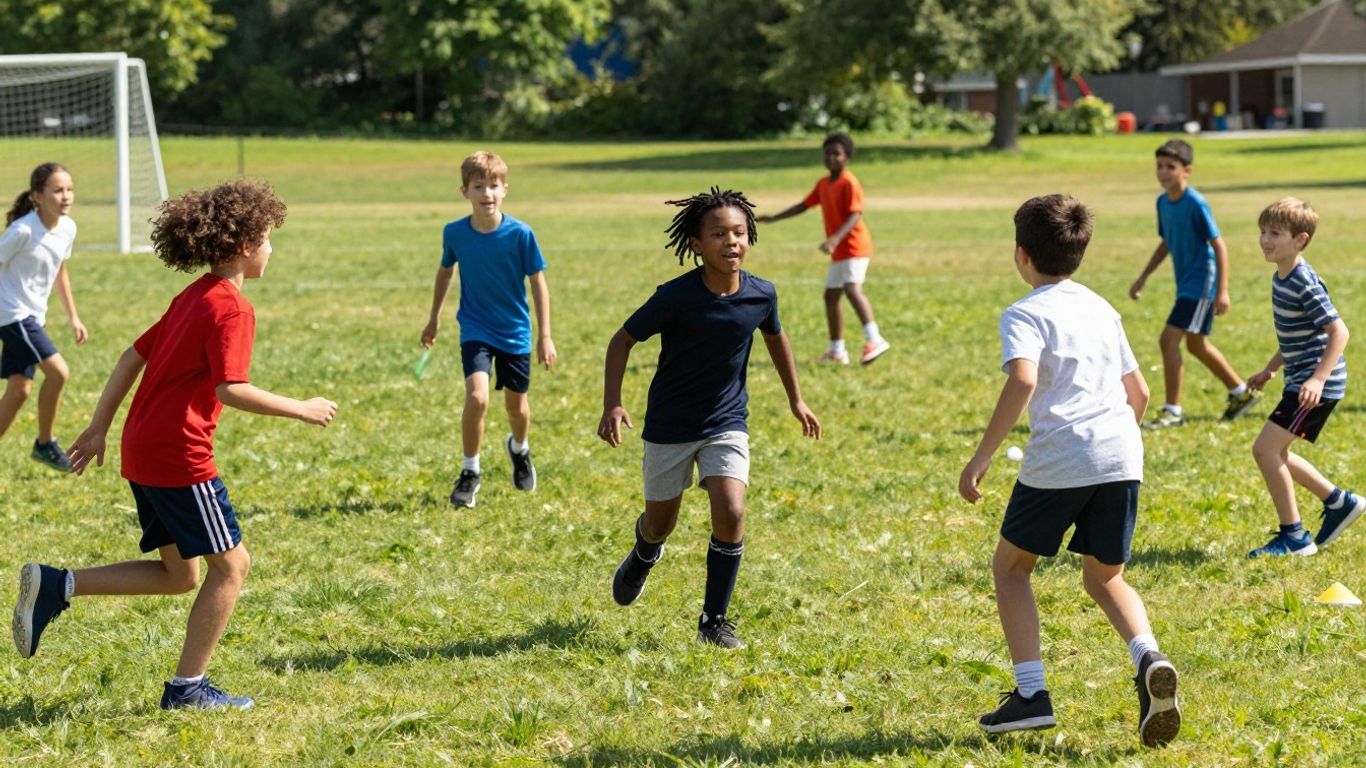Children running and jumping at Little Athletics.