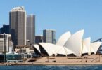 Sydney skyline with business buildings for sale.