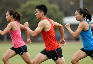 Athletes in H sports clothing, active outdoors in Australia.