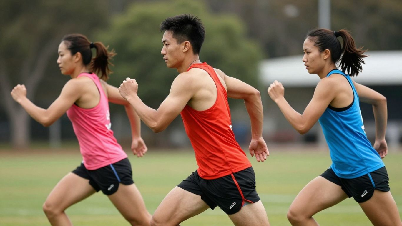 Athletes in H sports clothing, active outdoors in Australia.