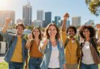 Australian people celebrating financial success with keys.