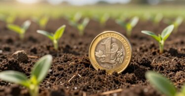 Australian coins growing from fertile ground.