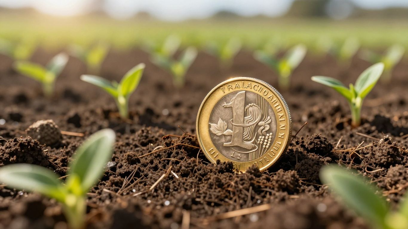 Australian coins growing from fertile ground.