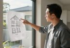 Real estate agent discussing property plans in Australia.